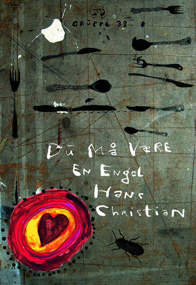 Plakat af Claus Helbo til Du må være en engel, Hans Christian - forestilling af Teatret Gruppe 38