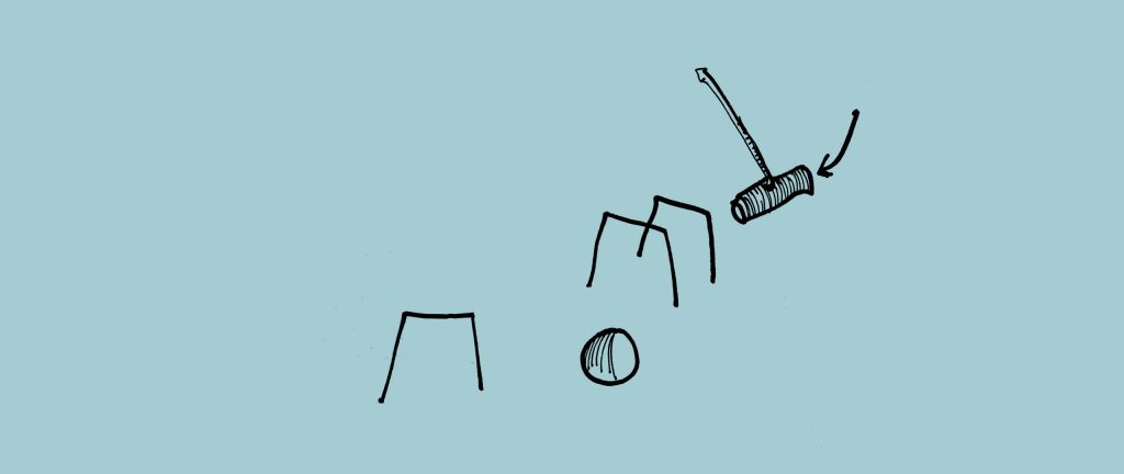 crocket tegning af claus helbo - abonnement teatret gruppe 38