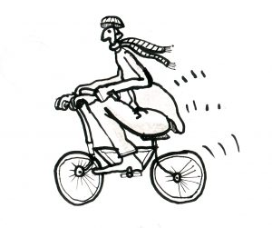 teatret gruppe 38 - claus helbo tegning - mand på cykel