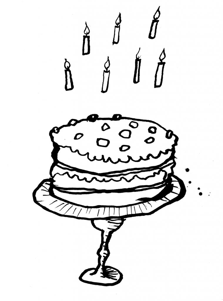 illustration af lagkage med lys