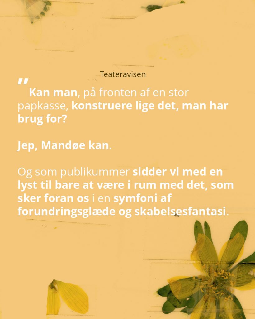 anmeldelsecitat på gul baggrund med blomster